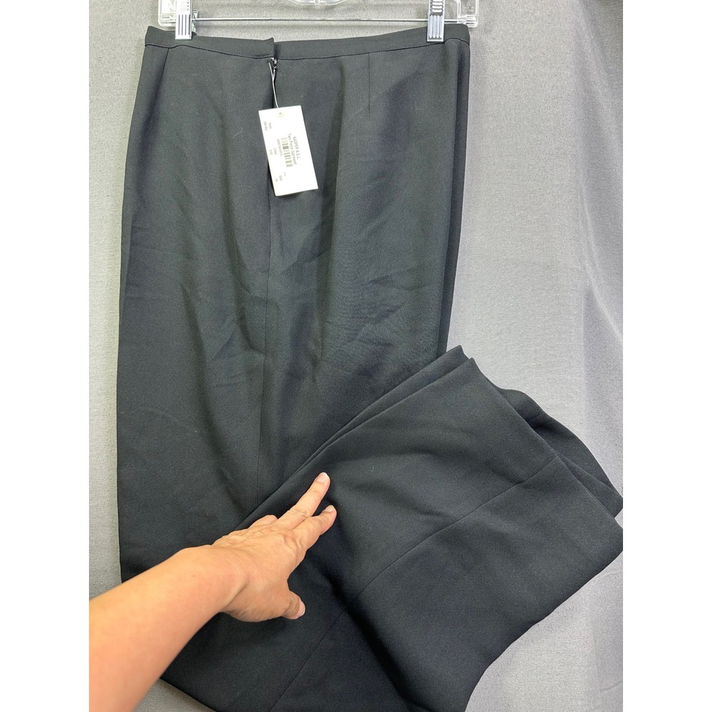 Kasper ASL Women Black Dress Pants Straight Leg Side Zip Office Trousers Size 14
